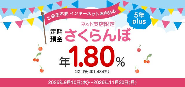 さくらんぼ定期預金5年plus