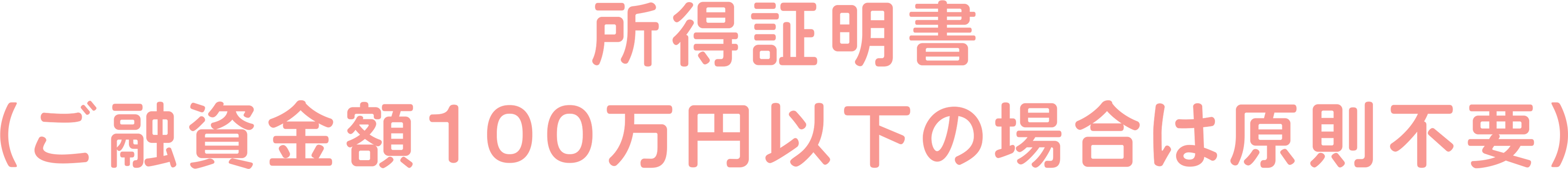 所得証明書（ご融資金額100万円以下の場合は原則不要）