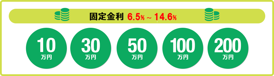 固定金利6.50％〜14.60％