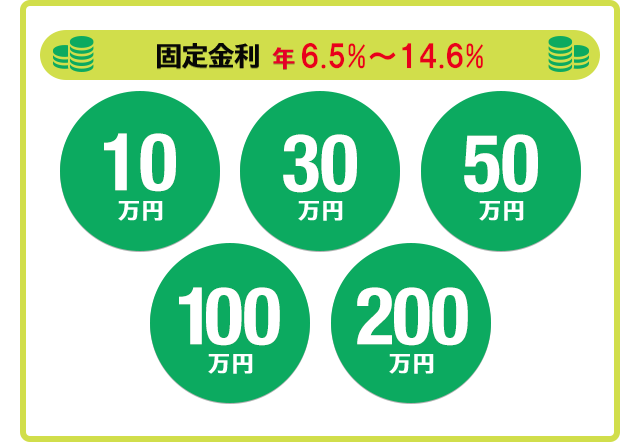 固定金利6.5％〜14.6％